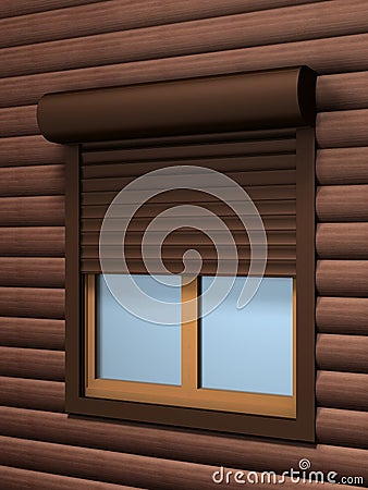 Window with roller shutter Stock Photo