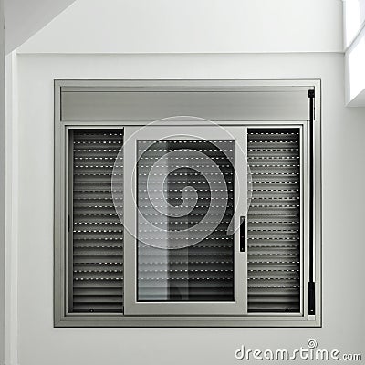 Window with roller shutter Stock Photo