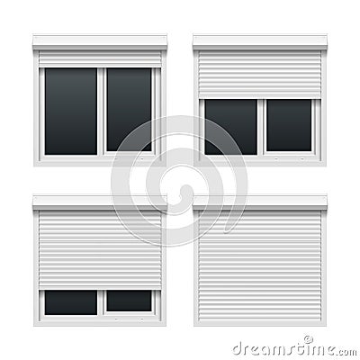 Window with roller shutters Vector Illustration