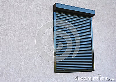 Window with rolling shutter Stock Photo