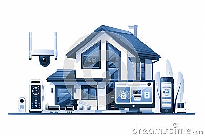 Window security building systems integrate camera protections for media teams, ensuring alert-ready protection through visual team Cartoon Illustration