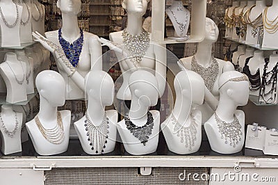 Window of the shop with the jewellery Editorial Stock Photo