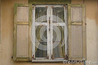 Window with shutters. Old house Stock Photo
