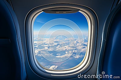 Window to the skies airplane view offering an expansive horizon Stock Photo