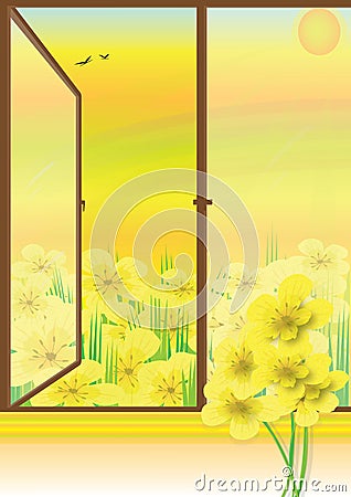 Open Window Flowers View_ai Stock Photo