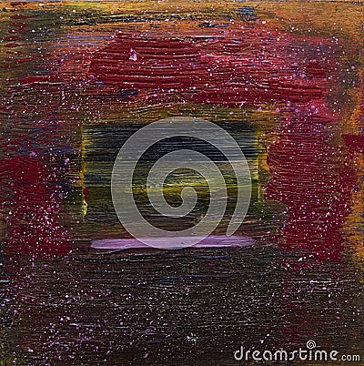 Abstract painting on wood window view on landscape Stock Photo