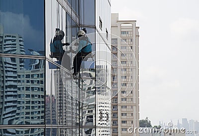 Window Washer Editorial Stock Photo