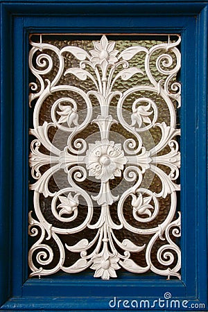 Window of white iron decoration Stock Photo