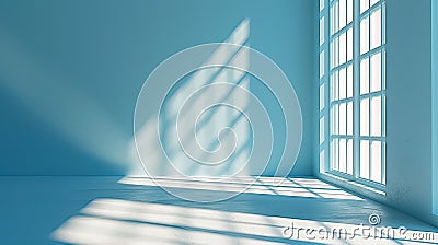 Windowed Minimalism: Abstract Light Blue Backdrop for Product Presentations Stock Photo