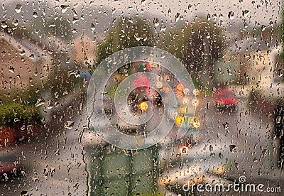 Windowpane rain Stock Photo