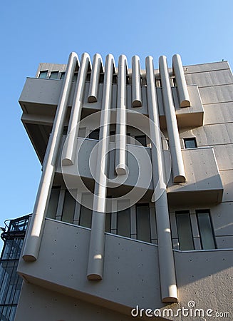 Windows and floors on the roger stevens building at the university of leeds a brutalist concrete building by chamberlain powell Editorial Stock Photo