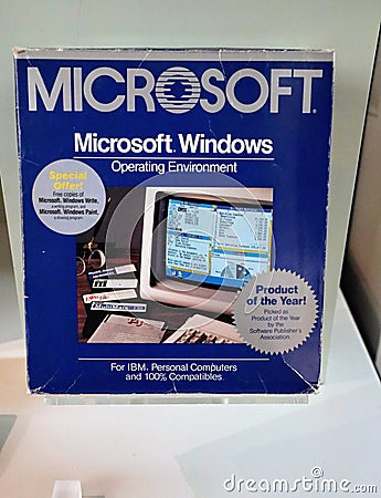 MIcrosoft Windows operating system, version1, c. 1985 Editorial Stock Photo