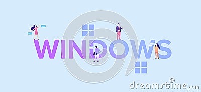 Windows illustration. Popular software technology for computer and mobile devices. Vector Illustration