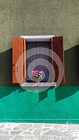 The Windows of the island Burano Stock Photo