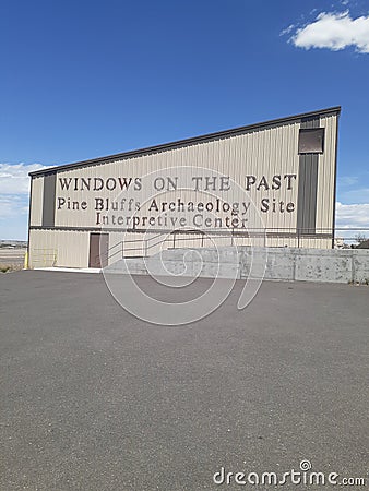 Windows on the past Archaeology site nature trail Pinebluffs, Wyoming Editorial Stock Photo