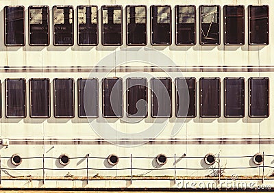 Windows portholes facade of a ship. Regular background Stock Photo