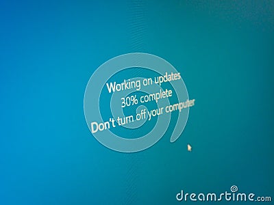 windows update message Stock Photo