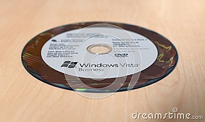 Windows Vista Business DVD on the table Editorial Stock Photo