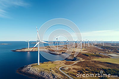 Windpark an einer Meeresküste Stock Photo