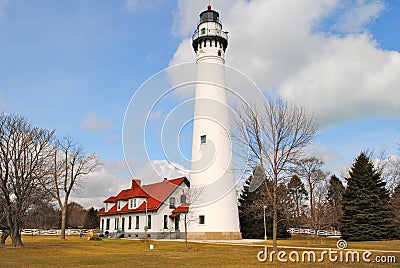 Windpoint Lighthouse in Racine, Wisconsin Stock Photo