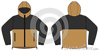 Windproof hooded jacket parka vector illustration / black & brown Vector Illustration