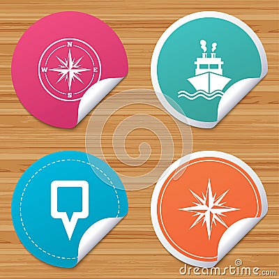 Windrose navigation compass, shipping delivery. Vector Illustration