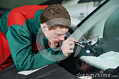 Windscreen repair Stock Photo