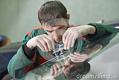 Windscreen repair Stock Photo