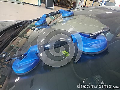 Windshield car replacement Stock Photo