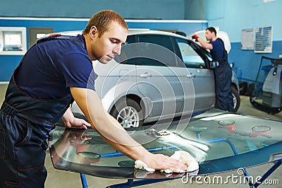 Windshield windscreen replacement Stock Photo