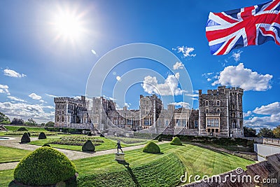 Windsor castle with garden near London, United Kingdom Editorial Stock Photo