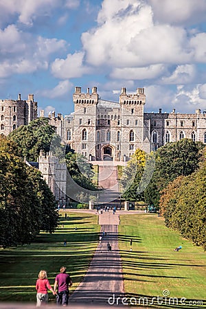 Windsor castle with garden near London, United Kingdom Editorial Stock Photo