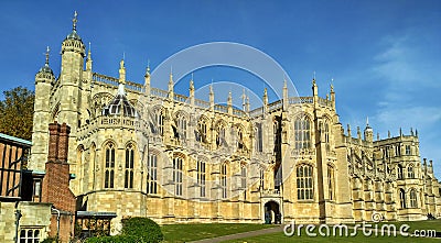 Windsor / Great Britain - November 02 2016: Saint Georges Chapel in the Windsor Castle on a sunny day Editorial Stock Photo