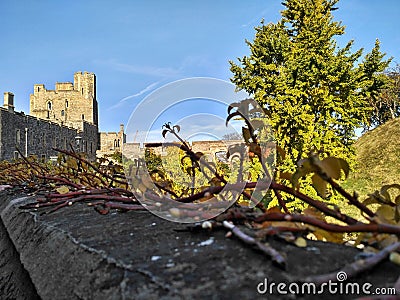 Windsor / Great Britain - November 02 2016: Walls, buildings and towers of the Windsor Castle on a sunny day Editorial Stock Photo