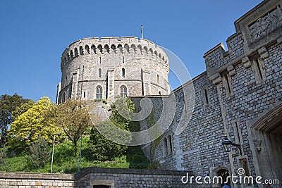 View at the medieval Windsor Castle, built 1066 by William the Conqueror. Official residence of King. Berkshire, England UK Editorial Stock Photo