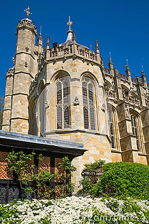 View at the medieval Windsor Castle, built 1066 by William the Conqueror. Official residence of King. Berkshire, England UK Editorial Stock Photo