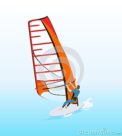 windsurf in ocean. Vector Illustration