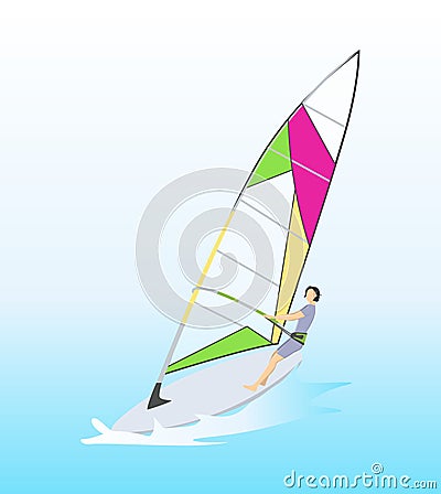 windsurf in ocean. Vector Illustration