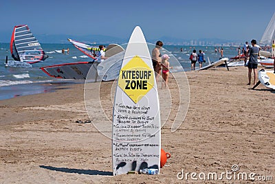 Windsurf zone sign Editorial Stock Photo