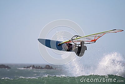 Windsurfer jump Stock Photo