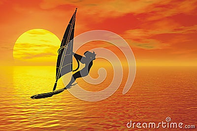 Windsurfer silhouette Stock Photo