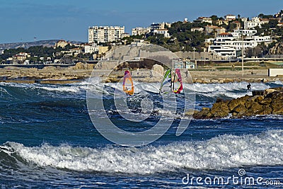 Windsurfers in action Editorial Stock Photo