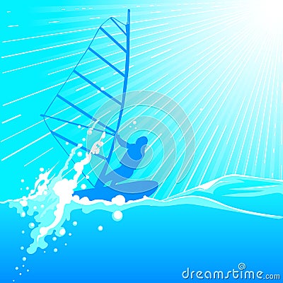 Windsurfing Cartoon Illustration