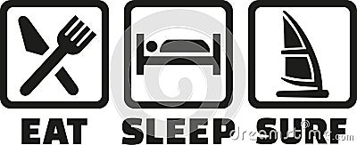 Windsurfing Eat sleep surf Vector Illustration