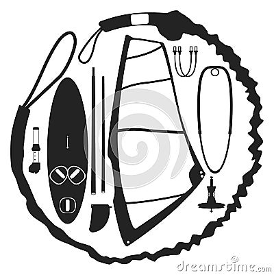 Windsurfing kit vector pattern Vector Illustration