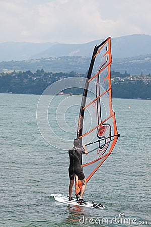 Windsurfing, Lake Bourget - Aix les Bains Savoie - France Editorial Stock Photo