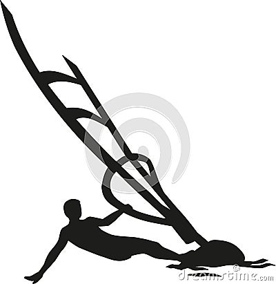 Windsurfing man lying in the wind Vector Illustration