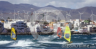 Windsurfing paradise in Gran Canary Editorial Stock Photo