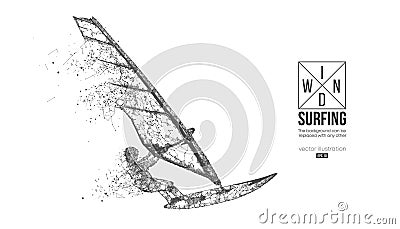 Windsurfing. Silhouette of a windsurfer. Freeride competition. Vector illustration. Thanks for watching Vector Illustration