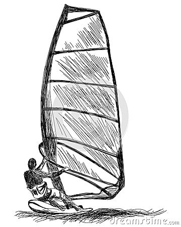 Windsurfing sketch Vector Illustration